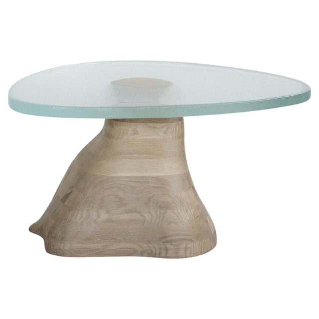 Fused Crystal Glass and White Oak Side Table by Alexander Knysch For Sale - Image 10 of 10