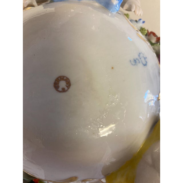 White 1950s Porcelain China Basket Centerpiece For Sale - Image 8 of 8