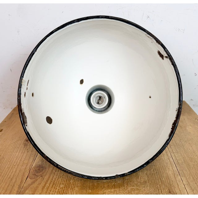Industrial Petrol Enamel Factory Pendant Lamp, 1960s For Sale - Image 16 of 17