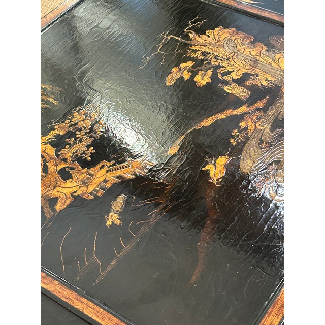 1980s Chinoiserie Black & Gold Lacquer Coffee Table For Sale - Image 5 of 15