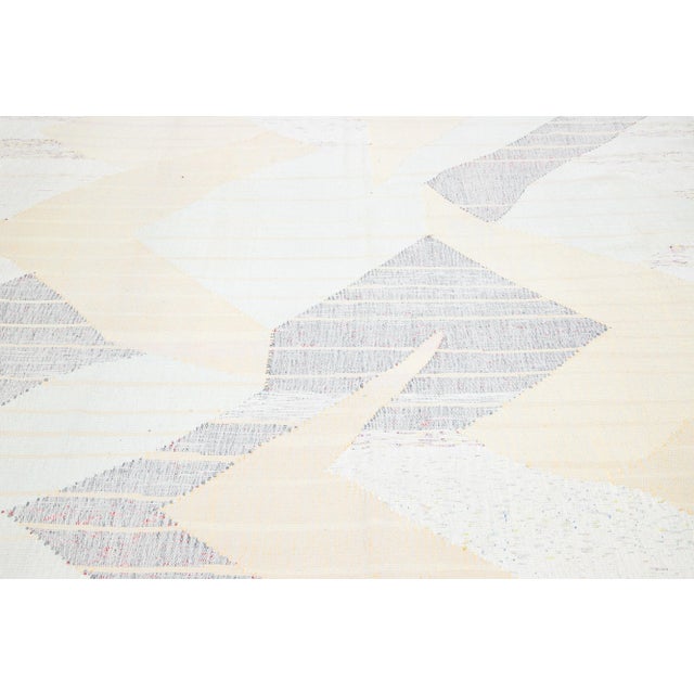 10 X 14 Modern Abstract Kilim Flatweave Wool Rug in Muted Color For Sale - Image 10 of 10