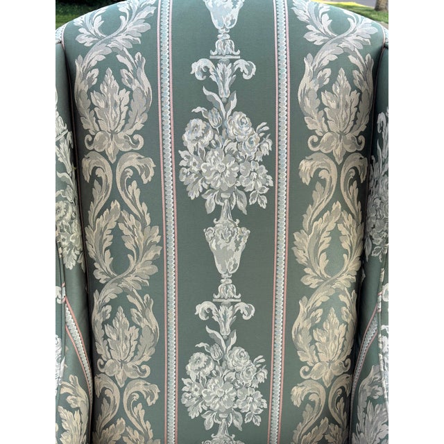 Wood 1950s Neoclassical Upholstered Wingback Chair For Sale - Image 7 of 11