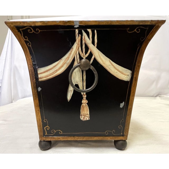 Vintage Regency Tole Painted Footed Jardiniere For Sale - Image 10 of 13