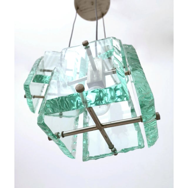 1960s Vintage Italian Three-Light Pendant Light attributed to Zero Quattro, 1950s For Sale - Image 5 of 10