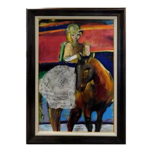 "Chestnut" Helen Zarin Expressionist Figurative Oil Painting, Framed