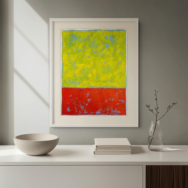 Paper Mark Rothko Inspired 'Yellow and Orange Over Blue' Color Field Minimalist Original Oil Painting by Diane Grant | Unframed | Color Field For Sale - Image 7 of 9