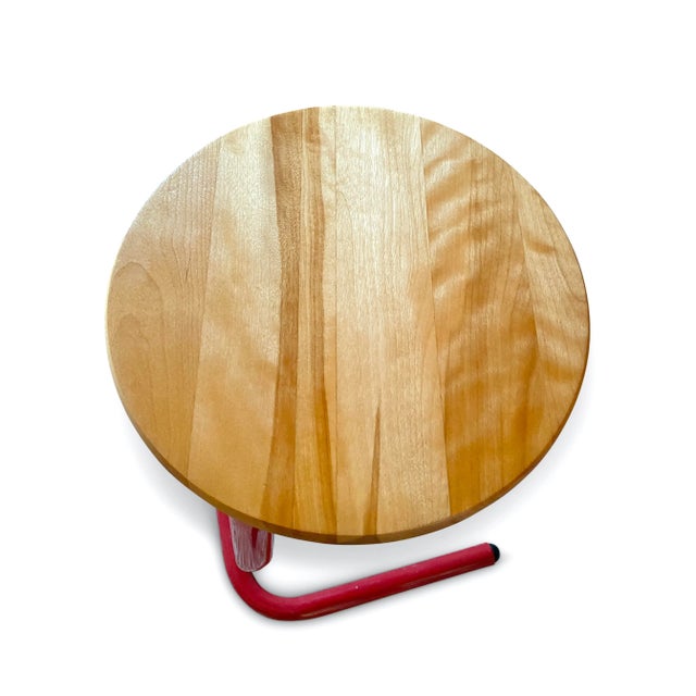 Wood Pair of 1980s Tubular Paperclip Bar Stools Attributed to Amisco For Sale - Image 7 of 9