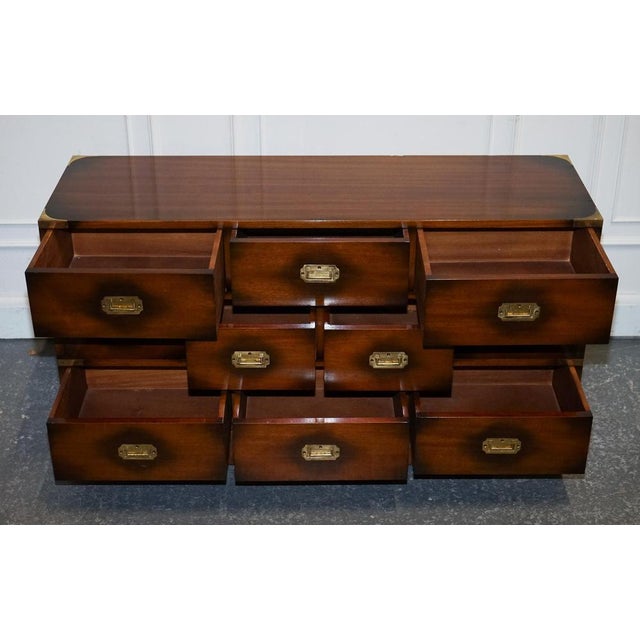 Metal Vintage Military Campaign Brass Sideboard from Jansen of London For Sale - Image 7 of 15