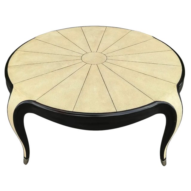 Mid 20th Century Art Deco Style Shagreen & Ebony Cocktail or Round Coffee Table. For Sale - Image 5 of 5