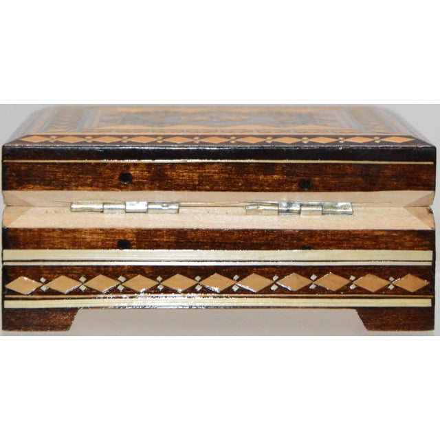 Russian Wooden Inlay Decorative Box For Sale - Image 4 of 7