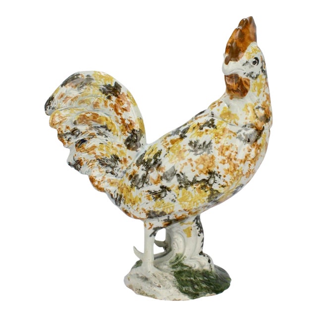 Antique English Staffordshire Prattware Pottery Rooster or Cockrel Figurine For Sale