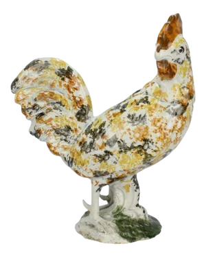 Antique English Staffordshire Prattware Pottery Rooster or Cockrel Figurine