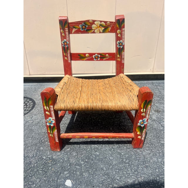 Vintage Mexican Folk Art Children’s Chair For Sale - Image 11 of 11