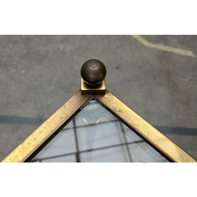 Mid-Century German Neoclassical Hollywood Regency Style Brass and Glass Side or Bedside Tables, 1950s, Set of 2 For Sale - Image 15 of 18