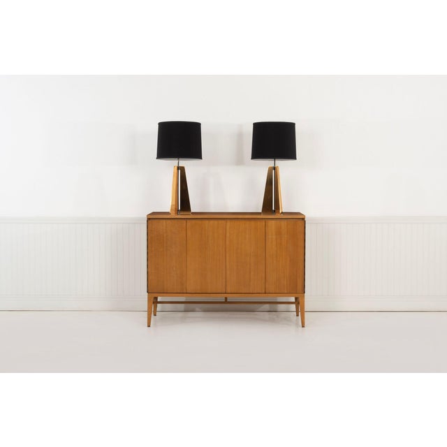 Pair of Custom Solid Brass Obelisk Table Lamps, Circa 2000 An exceptional pair of custom-engineered modernist table lamps...