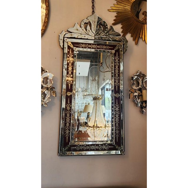 Traditional Early 20th Century Venetian Red Border Mirror For Sale - Image 3 of 10