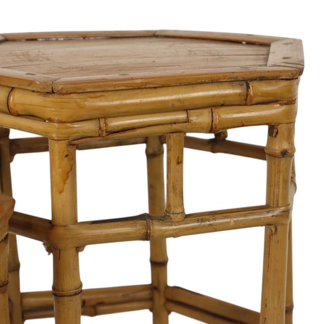 Vintage Bamboo and Rattan Nesting Tables, 1960s, Set of 3 For Sale - Image 10 of 16