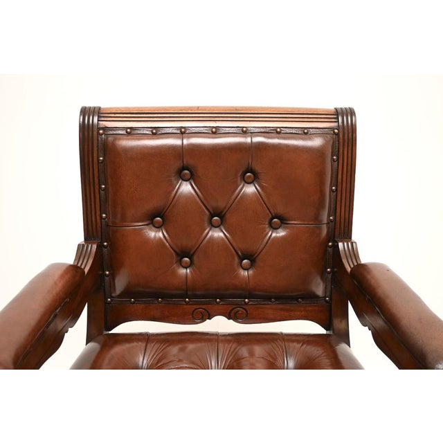 Antique Victorian Library Desk Chair, 1870 For Sale - Image 4 of 11