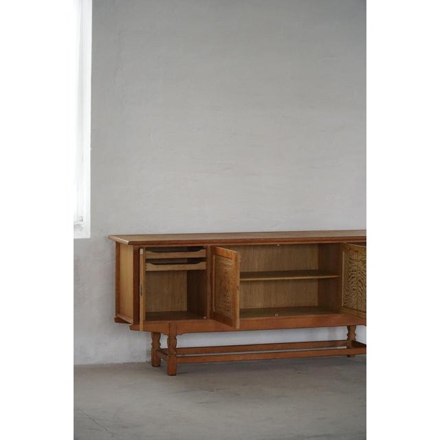Low Vintage Danish Sideboard in Oak, 1960s For Sale - Image 4 of 18