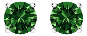 14K White Gold 1.0 Cttw Lab Grown Green Diamond Classic Solitaire Stud Earrings