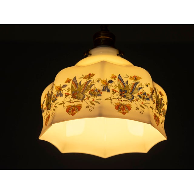 Paint Vintage Glass Pendant Lampshade, 1920s For Sale - Image 7 of 10