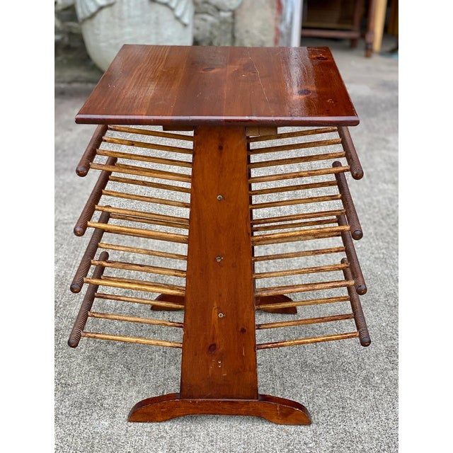 Vintage Farmhouse Pine Turned Spindle Magazine Record Rack Holder For Sale - Image 4 of 11