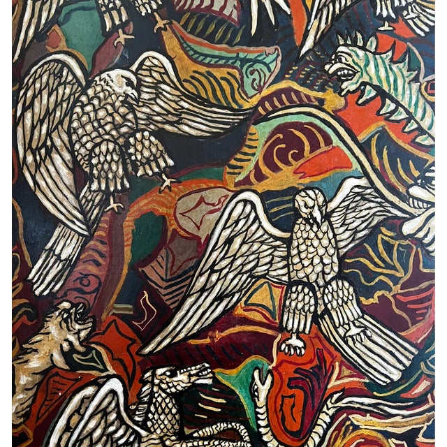 "Plumes and Dragons" Abstract Mid-Century Painting by E. Cocco For Sale - Image 11 of 12