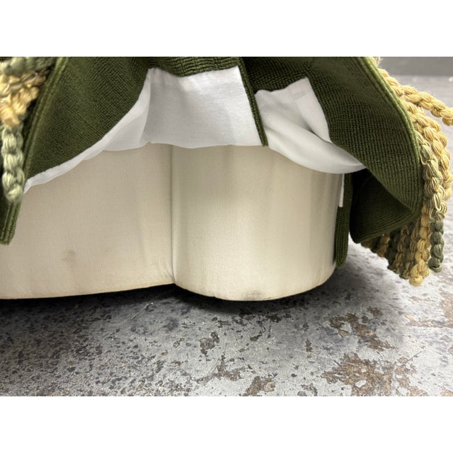 Bespoke Green Tufted Ottoman + Casters For Sale - Image 9 of 12