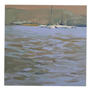 Liliya Nikolova, Seascape and Boats, 2000s, Acrylic on Canvas For Sale