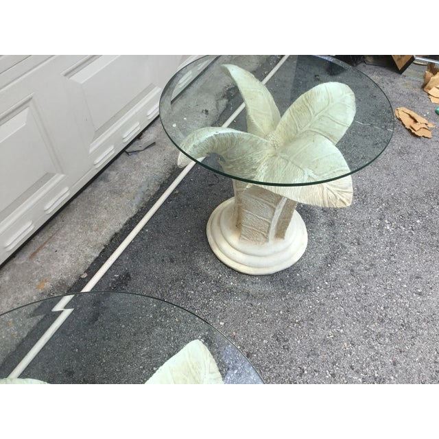 Beige Vintage Glass Top Tables With Floral Style Bases - a Pair For Sale - Image 8 of 9