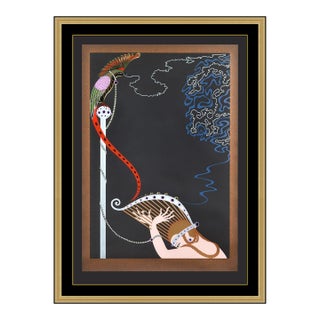 1983 Enchanted Melody Art Deco Red Serigraph Erté For Sale