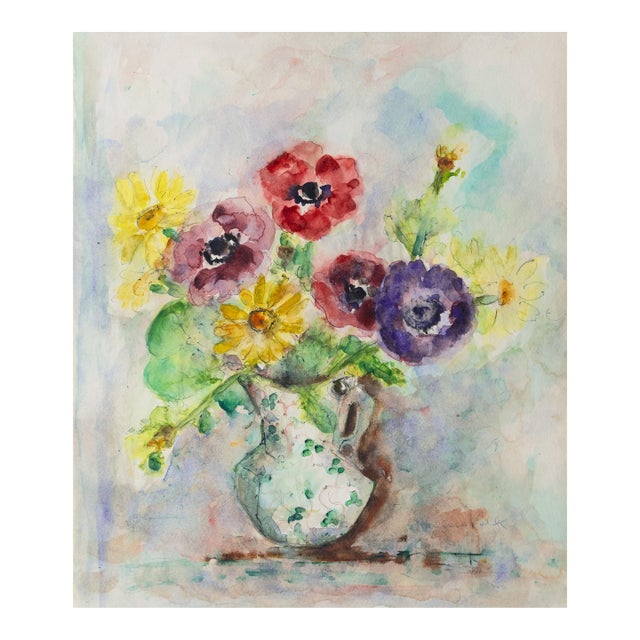 'Posy in a Pitcher' by Pauline Polk, Mid-Century California Modernist Still Life, Los Angeles For Sale