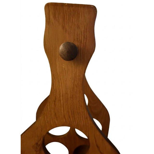 Mid-Century Modern Mid-Century Modern 12-Bottle Shaped Wooden Wine Rack Caddy For Sale - Image 3 of 9