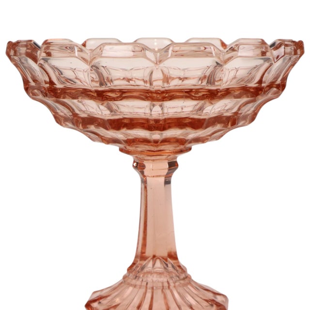 Art Deco Pink Rosaline Pressed Glass Fruit Bowl, 1930s For Sale - Image 6 of 16