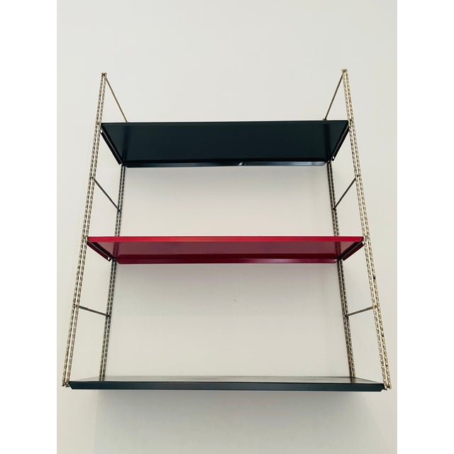 Mid-Century Modern Adjustable Brass and Metal Wall-Mounted Shelf, 1960s For Sale - Image 18 of 18