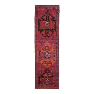 1970s Vintage Turkish Oushak Handmade Wool Cotton Pink Runner Rug For Sale