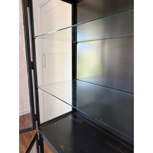 Metal Industrial Iron & Glass Display Cabinet For Sale - Image 7 of 15
