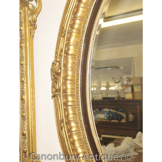 French Louis XVI Gilt Oval Mirror For Sale - Image 5 of 8