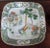 A beautiful 19th c. Chinese porcelain square serving plate or platter decorated in famille vert palette with court scenes...