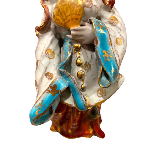 Eugenio Pattarino Ceramic Sculpture of Chinese Man and Lady, Italian Chinoiserie For Sale - Image 16 of 18