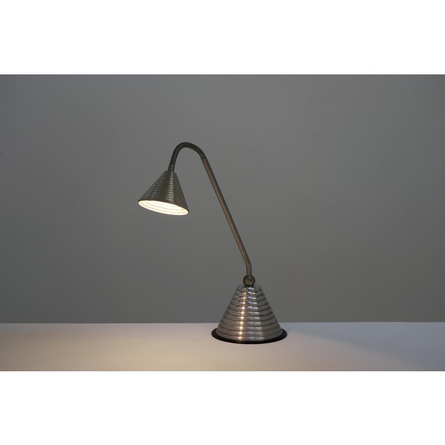Vintage Table Lamp in Anodized Aluminum, 1980 For Sale - Image 6 of 7