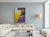 A striking original modernist abstract painting measuring 36" x 48". Featuring bold color-blocking in vibrant mustard...