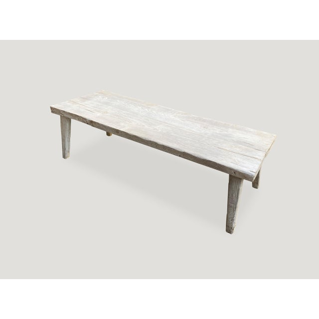 2010s Andrianna Shamaris Bleached Teak Wood Bench or Coffee Table For Sale - Image 5 of 6