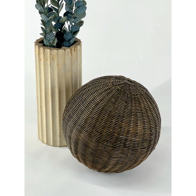 Brown Large Vintage Decorative Wicker Ball For Sale - Image 8 of 9
