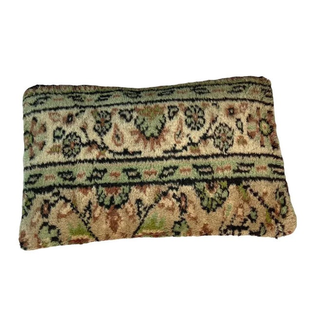 Large Vintage Turkish Handmade Rug Cushion Cover For Sale - Image 6 of 11
