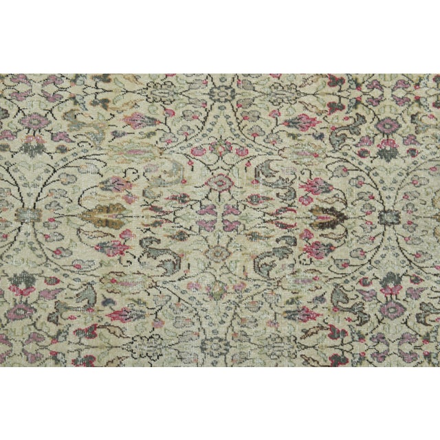 Textile 1970s Vintage Turkish Oushak Handmade Wool Cotton Cream Area Rug For Sale - Image 7 of 11