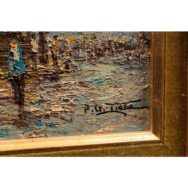 Mid 20th Century 1960s P. G. Tiele Impressionist European Cityscape Oil Painting For Sale - Image 5 of 5