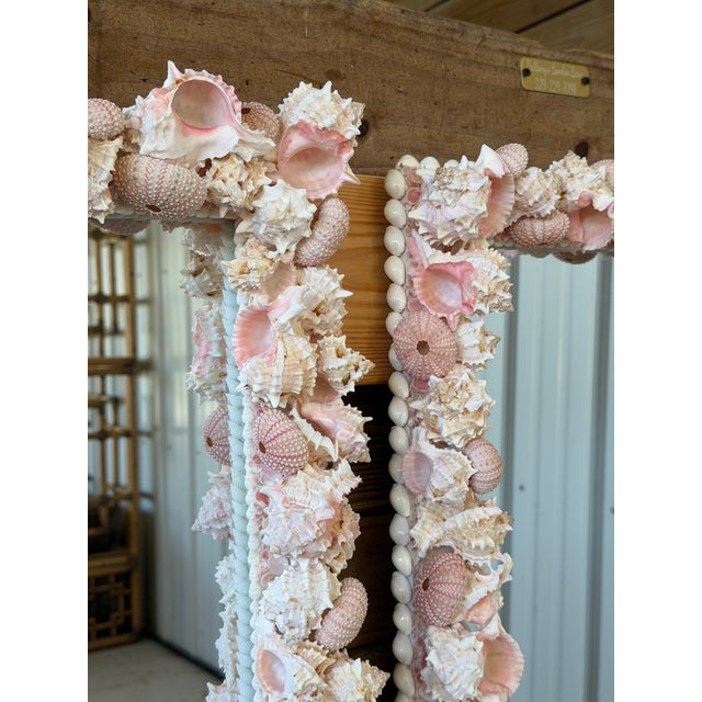 2020s Custom Coastal Organic Sculptural Pink Seashell Wall Mirror For Sale - Image 5 of 12