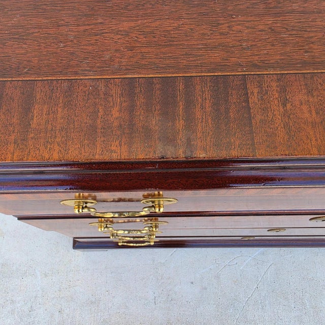 Councill Craftsmen Banded Mahogany Chippendale Bachelor Chest W Pullout Surface For Sale - Image 12 of 13