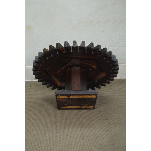 Ethan Allen Old Tavern Collection Pine Cog Wheel Gear Spinning Coffee
